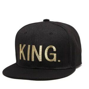 KING Father's Day Gift Gold Letter Embroidered Black Trucker Cap Adjustable